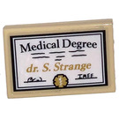 LEGO Beige Fliese 2 x 3 mit ‘Medical Degree dr. S. Strange’ Aufkleber (26603)