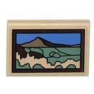 LEGO Tan Tile 2 x 3 with Picture of Landscape Sticker (26603)