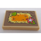 LEGO Tan Tile 2 x 3 with Straw Bed with Flower and Leave at opposite corner Sticker (26603)