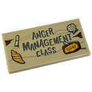 LEGO Zandbruin Tegel 2 x 4 met Anger Management Class Sticker (87079)