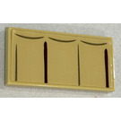 LEGO Tan Tile 2 x 4 with Dark Brown and Dark Tan Lines Sticker (87079)