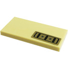 LEGO Zandbruin Tegel 2 x 4 met Deur opener  Sticker (87079)