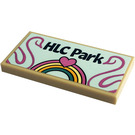 LEGO Tan Tile 2 x 4 with 'HLC Park', Heart, Swans, Rainbow Sticker (87079)