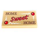 LEGO Zandbruin Tegel 2 x 4 met HOME Sweet HOME Sticker (87079)