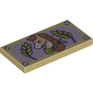 LEGO Tan Tile 2 x 4 with Horse and Leaves (49313 / 87079)