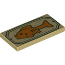 LEGO Tan Tile 2 x 4 with Orange Fish (78350 / 87079)