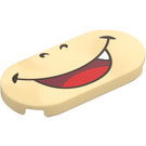 LEGO Tan Tile 2 x 4 with Rounded Ends with Bowser Open Mouth (66857 / 68901)