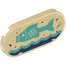 LEGO Tan Tile 2 x 4 with Rounded Ends with Fish Sticker (66857)