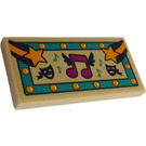 LEGO Tan Tile 2 x 4 with Sheet Music, Stars and Masks Sticker (87079)