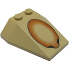 LEGO Tan Wedge 4 x 4 Triple with Brown Oval without Stud Notches (6069)