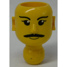 LEGO Technic Action Figure Hoofd met Mustache, Wit Pupils (2707)