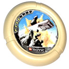 LEGO Technic Bionicle Weapon Throwing Disc with Granite / Rock, 4 pips, flying box hitting rock (32171)