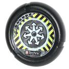 LEGO Technic Bionicle Weapon Throwing Disc with White Arrows and Yellow and Black Danger Stripes Pattern (32171)