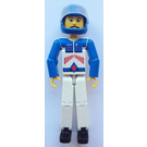 LEGO Technic Figure with White Legs, Red and White Torso, Blue Arms, and Blue Helmet Technic Figure