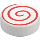 LEGO Tile 1 x 1 Round with Red Swirl (14184 / 100797)