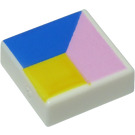 LEGO Tegel 1 x 1 met Blauw, Geel en Pink met groef (3070)