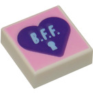 LEGO Tile 1 x 1 with Heart and B.F.F. with Groove (3070)
