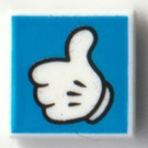 LEGO Tile 1 x 1 with Mickey Mouse Hand with Thumbs Up with Groove
