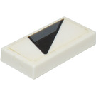 LEGO Tile 1 x 2 with Black and Dark Gray Triangle (Model Left) Sticker with Groove