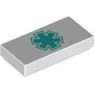 LEGO Tile 1 x 2 with Blue EMT Logo with Groove (3069 / 103172)