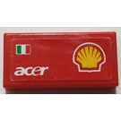 LEGO Tile 1 x 2 with Italian Flag, 'acer' and Shell Logo Right Sticker with Groove (3069)