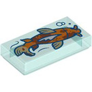 LEGO Fliese 1 x 2 mit Koi Fisch mit Nut (3069 / 105178)