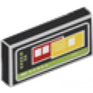 LEGO Tile 1 x 2 with Red and Yellow Rectangles Sticker with Groove
