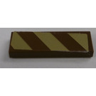 LEGO Tile 1 x 3 with Gold and Brown Danger Stripes (Right) Sticker (63864)
