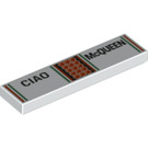 LEGO Tile 1 x 4 with 'CIAO McQUEEN', Red and Green Stripes (2431 / 70606)