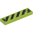 LEGO Tile 1 x 4 with Lime and Black Diagonal Stripes Sticker