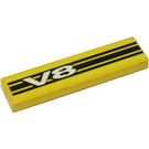LEGO Tile 1 x 4 with 'V8' and Black Stripes Sticker (2431)