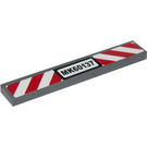 LEGO Tile 1 x 6 with Black 'MK60137' and Red and White Danger Stripes Sticker (6636)