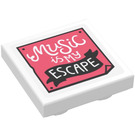 LEGO Tile 2 x 2 Inverted with ‘MUSIC IS MY ESCAPE’ Poster Sticker