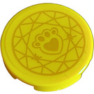 LEGO Tile 2 x 2 Round with paw print and Geometric pattern in gold Sticker with Bottom Stud Holder (14769)