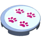 LEGO Tile 2 x 2 Round with Pawprints Sticker with Bottom Stud Holder (14769)