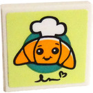 LEGO Tile 2 x 2 med Croissant med a Chef's Hatt Klistremerke med Rille