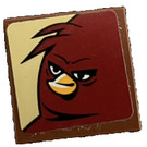 LEGO Tile 2 x 2 with Dark Red Angry Bird Sticker with Groove (3068)