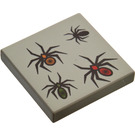 LEGO Tile 2 x 2 with Four Spiders (Red, Black, Yellow, Green) Pattern with Groove (3068)
