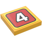LEGO Fliese 2 x 2 mit Nut mit Number '4'