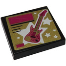 LEGO Tile 2 x 2 with Guitar From set 41106 Sticker with Groove (3068)