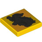 LEGO Tile 2 x 2 with Hufflepuff Symbol with Groove (3068 / 107485)