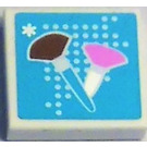 LEGO Tile 2 x 2 with Makeup Brushes Sticker with Groove (3068)