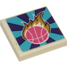 LEGO Tile 2 x 2 with Pink ball and gold flame Sticker with Groove (3068)