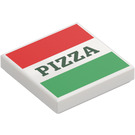 LEGO Tile 2 x 2 with Red and Green Stripes and Pizza with Groove (3068 / 29716)