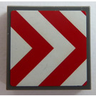 LEGO Tile 2 x 2 with Red and White Danger Stripes Sticker with Groove (3068)