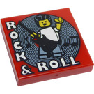 LEGO Tile 2 x 2 with Rock and Roll Pattern with Groove (3068 / 37185)