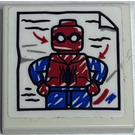 LEGO Tile 2 x 2 with Spider-Man Drawing Sticker with Groove (3068)