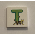 LEGO Tile 2 x 2 with "T" with Groove (3068)