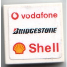 LEGO Tile 2 x 2 with Vodafone, Bridgestone, and Shell Logos Sticker with Groove (3068)