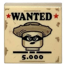 LEGO Fliese 2 x 2 mit 'WANTED', '5.000' und Lego Masked Kopf mit Hut mit Nut (3068)
